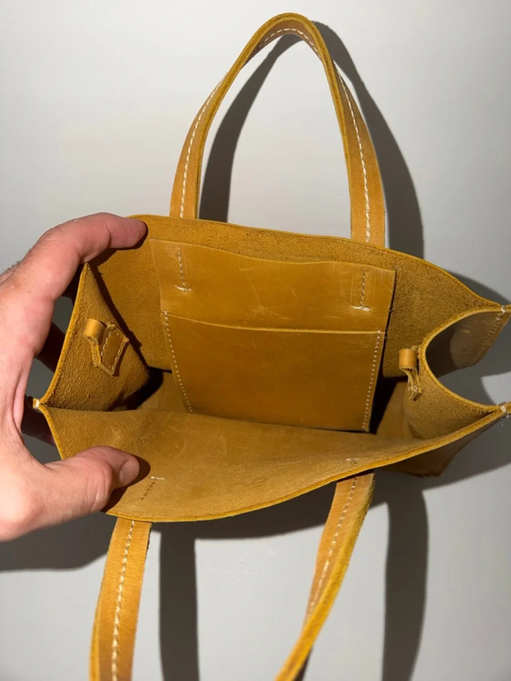 Parker Clay Mustard Leather Tote Bag - DS Monogram
